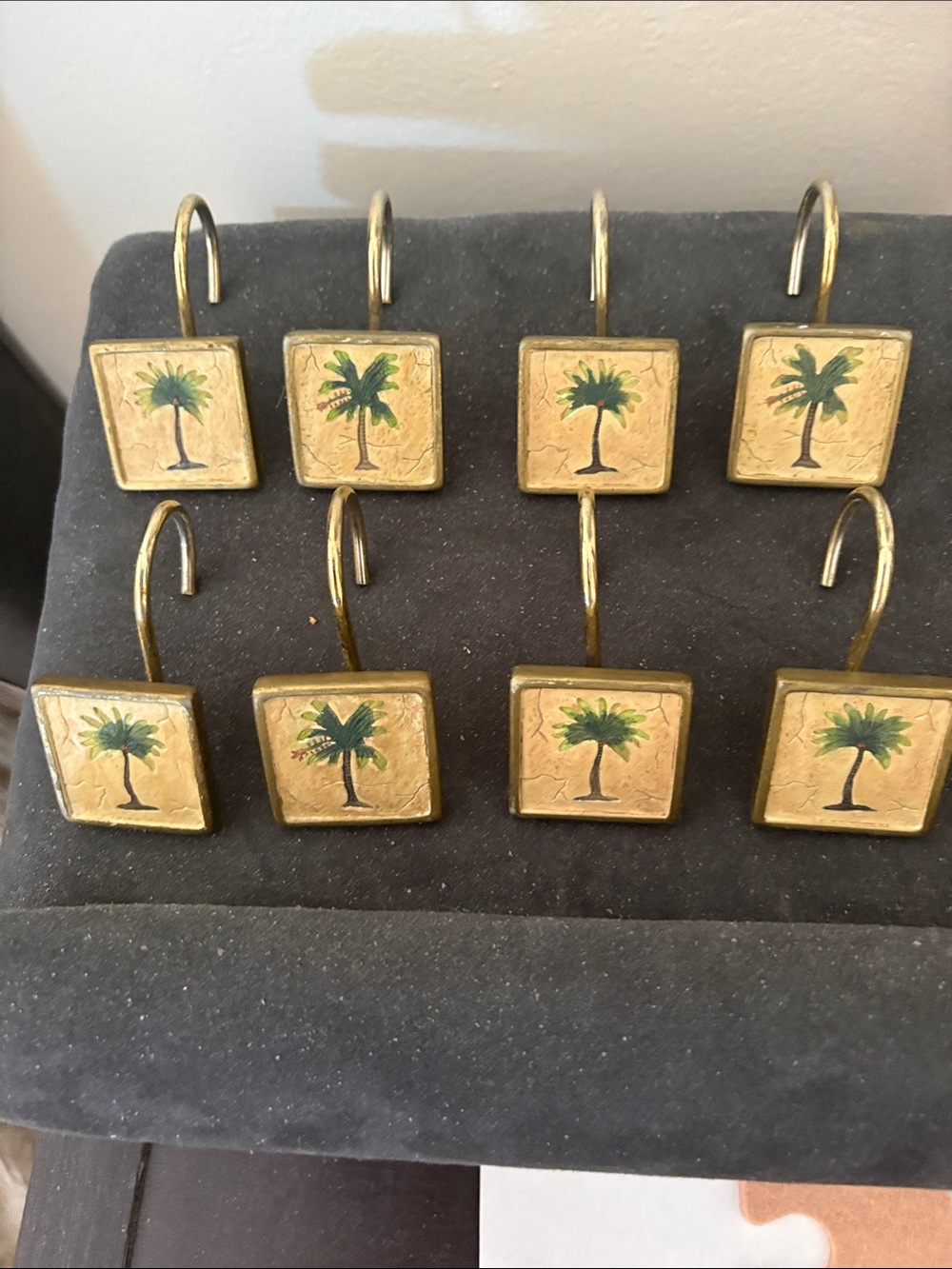 Palm Tree Gold Shower Curtain Hooks - Set of 8